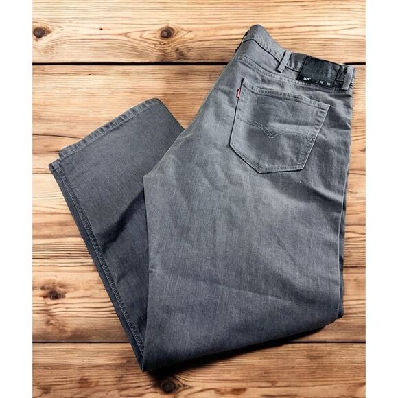 Men's Levi's 505 Gray Wash Jeans Sz 42X30 Regular Fit Straight Leg Zip Fly - Picture 3 of 8